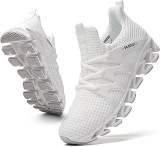 Tênis de corrida branco SKDOIUL para mulheres com design respirável e sola ondulada