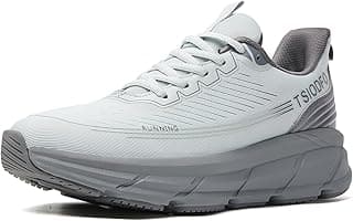 Tênis de corrida feminino TSIODFO, branco com detalhes cinzas, vista superior.