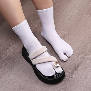 Generic Meias de cano médio casuais de dois dedos – Meias femininas diárias de algodão separadas – Macias, absorvem o suor, respiráveis