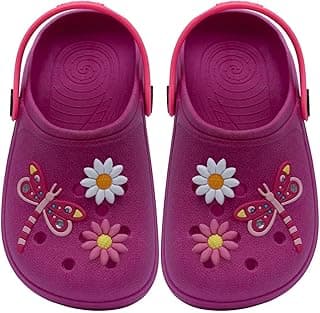Sandália infantil feminina rosa com estampas de borboletas e flores