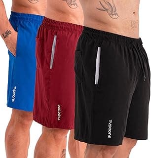 TYPE ONE Kit 3 Bermuda Esportiva Masculina Tactel Com Elastano Shorts Com Bolso Anti Areia