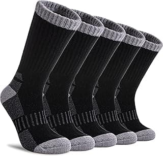 DYW Meias femininas de lã merino para caminhadas térmicas quentes para botas de inverno meias de cano médio para trabalho e caminhada, 5 pares