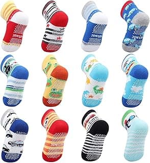 Nice Cotton Kit 12 Pares Meia infantil Antiderrapante Infantil Menino e Menina