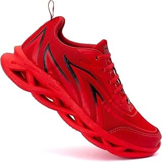 Tênis esportivo masculino vermelho com design de ondas na sola