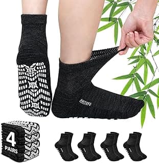 Hellomamma Meias para diabéticos de viscose de bambu: meias masculinas e femininas antiderrapantes para idosos e alívio da dor da neuropatia