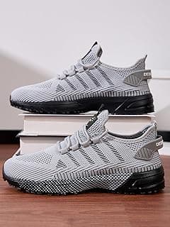 Generic Tênis masculino para corrida e caminhada na estrada tênis de malha para treino cinza