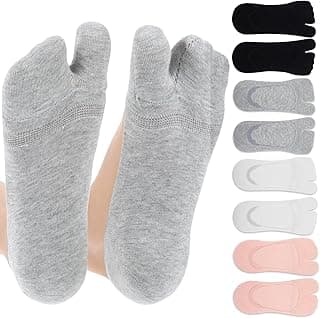 Meias antiderrapantes invisíveis de dedos separados em cinza, preto, branco e rosa