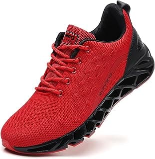 TSIODFO Tênis para homens Tênis de corrida Respiração Tênis atlético Caminhada Tênis de corrida Corredor Ginásio Treino Tênis de corrida Vermelho Preto Tamanho