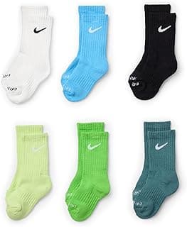 NIKE Pacote com 6 meias unissex para adultos, Verde médio/gola redonda, 5-7