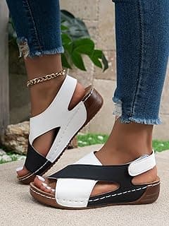 Generic Sandálias femininas gladiadoras romanas 2025 – sandálias plataforma de praia casuais abertas com alças adequadas para vestidos, sola antiderrapante, calçado moderno de verão