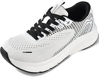 JACKSHIBO Sapatos masculinos com bico largo, suporte de arco, tênis de largura larga para corrida, caminhada, tênis, ortopédico, fascite plantar, treino, com sola grossa acolchoada zero drop