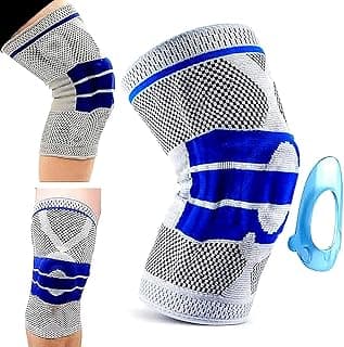 Joelheira Ortopédica de Compressão com Silicone e Estabilizador Lateral Suporte para Menisco, Ligamentos, Academia, Corrida e Alívio da Dor no Joelho (G)