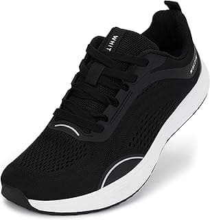 WHITIN Tênis De Corrida Masculino Zero Drop Width Wide Toe Box Road, Tamanho 10, Esportivo, Caminhada, Registro, Caminhada, Leve, Treinamento, Atletismo, Masculino, Preto, Branco, 44