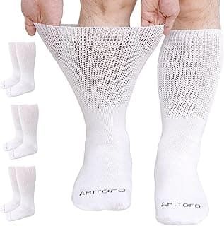 Meias extra largas para pés inchados: 3 pares de meias bariátricas largas para diabéticos hospitalares para homens e mulheres 9-15