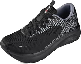JACKSHIBO Sapatos masculinos com bico largo, suporte de arco, tênis de largura larga para corrida, caminhada, tênis, ortopédico, fascite plantar, treino, com sola grossa acolchoada zero drop