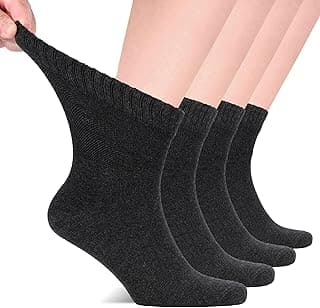 Hugh Ugoli Meias masculinas de bambu para diabéticos, macias, extralargas, soltas, não vinculativas, gerenciamento de umidade, bico sem costura, 4 pares