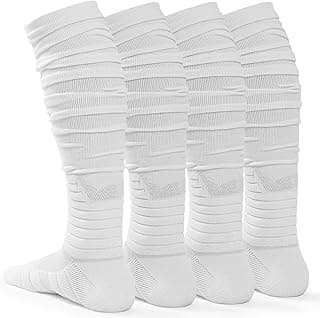 Dingcooler Meias de futebol Scrunch, pacote com 2, meias atléticas extra longas acolchoadas para homens e mulheres