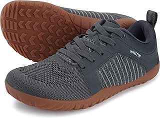 Tênis de corrida WHITIN cinza e marrom, design minimalista, respirável e durável, ângulo frontal