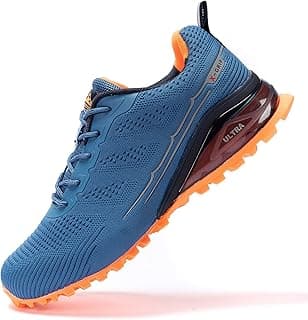 Tênis de corrida Kricely para homens azul e laranja com sola emborrachada