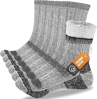 SukModen Meias térmicas de lã Merino para homens e mulheres, 3 pares de meias acolchoadas para botas de inverno para clima frio, caminhadas, trabalho