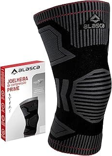 Joelheira de Compressão Prime - Tecnologia Knit 3D Alasca - ideal para corrida, academia, futebol, caminhada, cross, volei e outros esportes (Cinza, P)