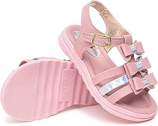 FERENZO Sandália Infantil Menina Moda Princesa Laços, Branca, Rosa, Ouro, Leve e Confortável, 20 ao 27