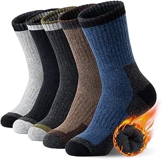 SIMIYA Meias masculinas de lã merino para caminhadas – 5 pares de meias grossas e quentes para inverno para clima frio (tamanho 38-46)