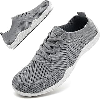 Tênis feminino minimalista cinza com design respirável, sem cadarço, solado branco, para academia e corrida.