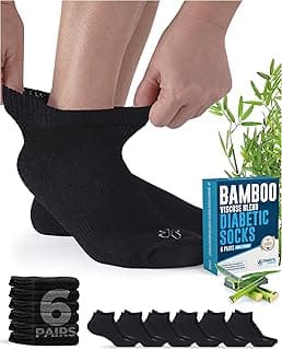 Doctor's Select Meias de bambu para diabéticos de viscose para mulheres e homens – 6 pares | Super macias, não amarram, soltas e largas