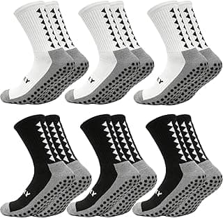 KMOLY 4/6 pares de meias masculinas antiderrapantes para futebol americano, basquete, corrida, ioga, esportes e meias atléticas para homens e mulheres