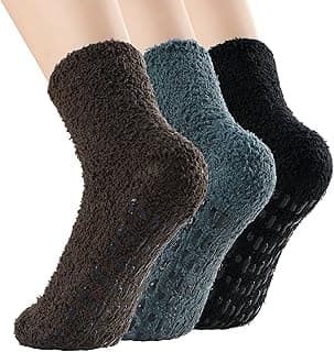 Azue Meias femininas antiderrapantes felpudas e quentes Meias ultragrossas com aderência fofa e antiderrapante para dormir, casual, de pelúcia e aconchegante, para uso interno