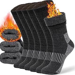 COZIA Meias térmicas masculinas e femininas de lã merino, casuais, quentes, aconchegantes para o inverno, Preto, M-G