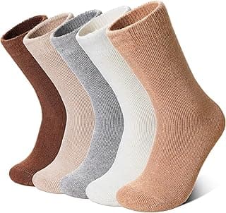 Velice Meias femininas de lã Merino, 5 pares, quentes, para caminhadas, térmicas, confortáveis, macias, para trabalho