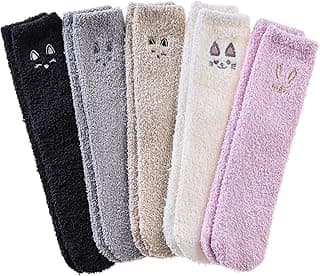 ZaYang Meias femininas felpudas fofas de microfibra para dormir de inverno macias e macias
