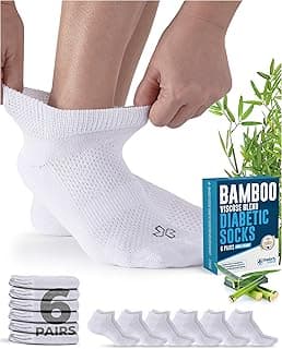 Doctor's Select Meias de bambu para diabéticos de viscose para mulheres e homens – 6 pares | Super macias, não amarram, soltas e largas