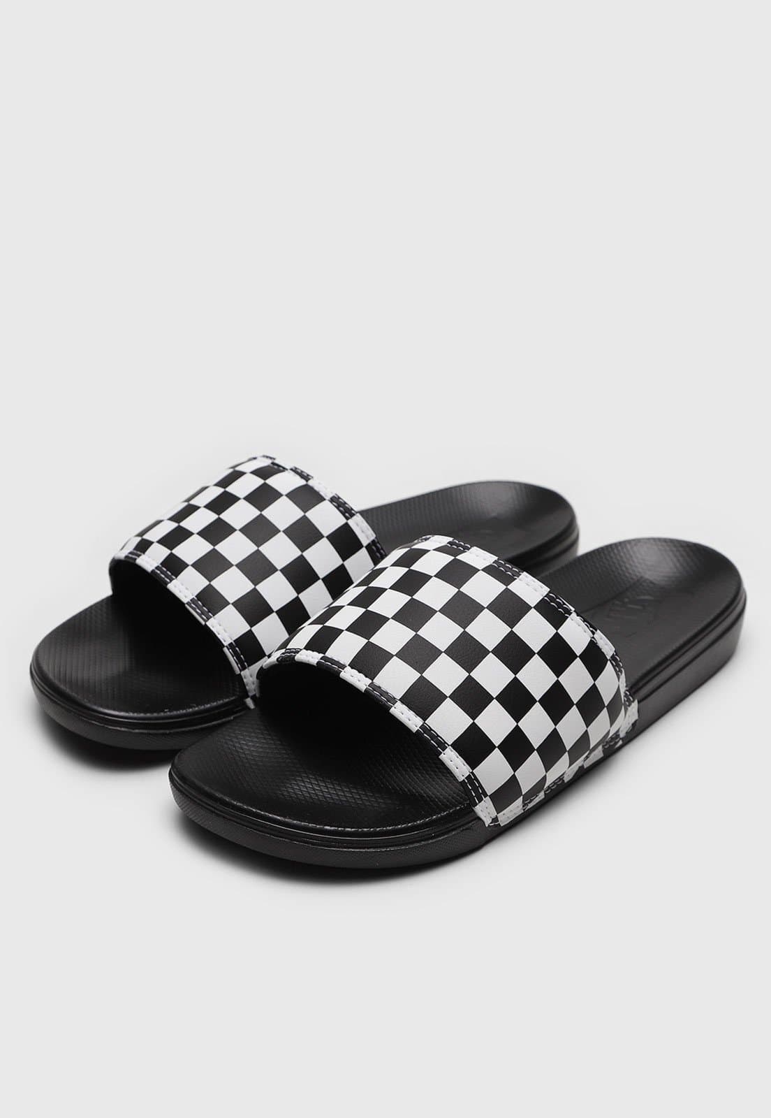 Chinelo Vans La Costa Slide-On Checkerboard Preto