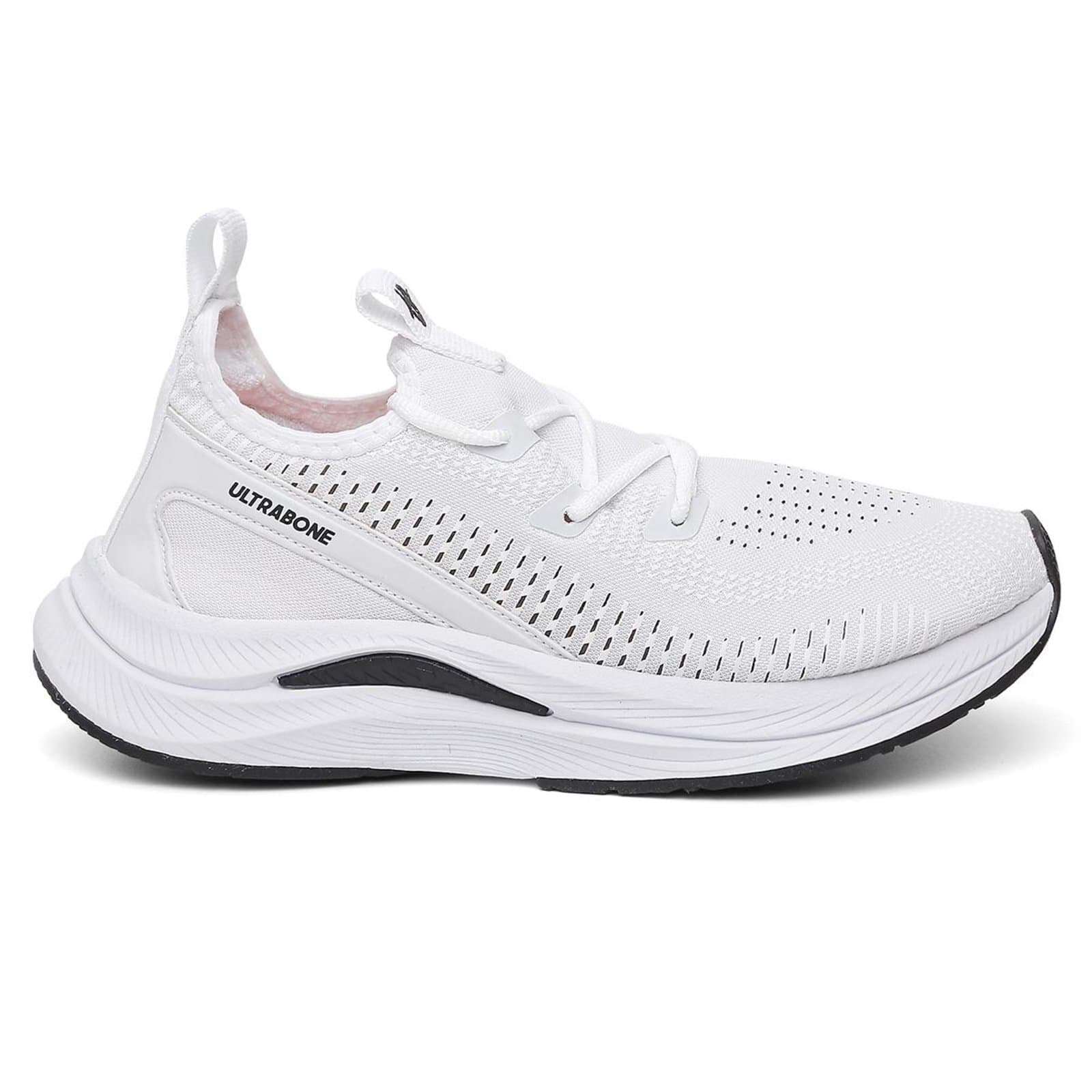 Tênis esportivo branco feminino com sola antiderrapante e design respirável