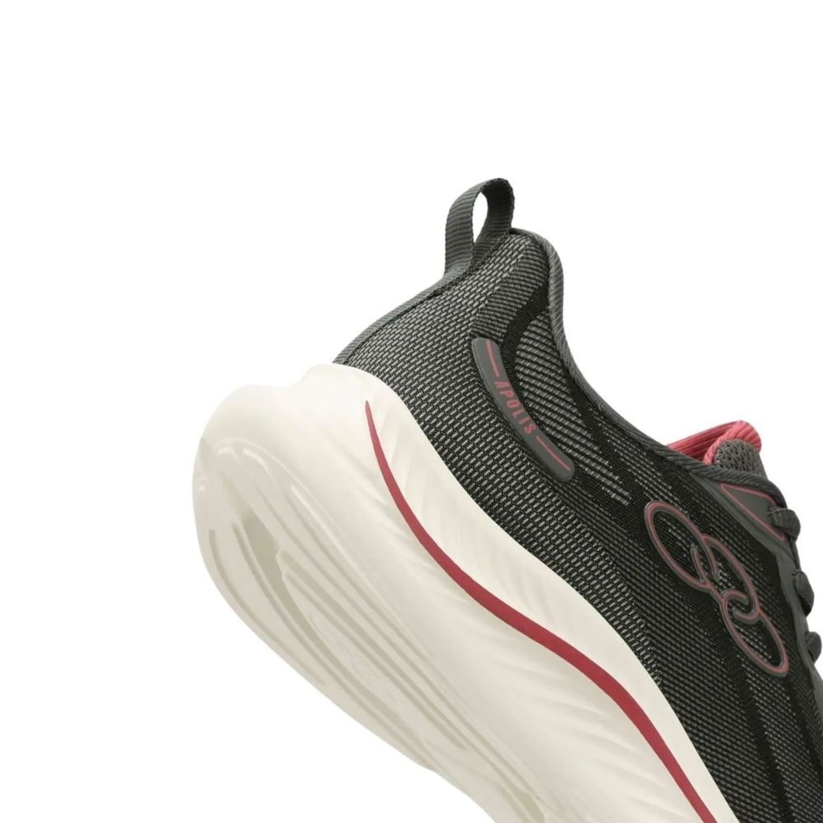 Detalhes do tênis Olympikus Apolis feminino cinza com borda vermelha