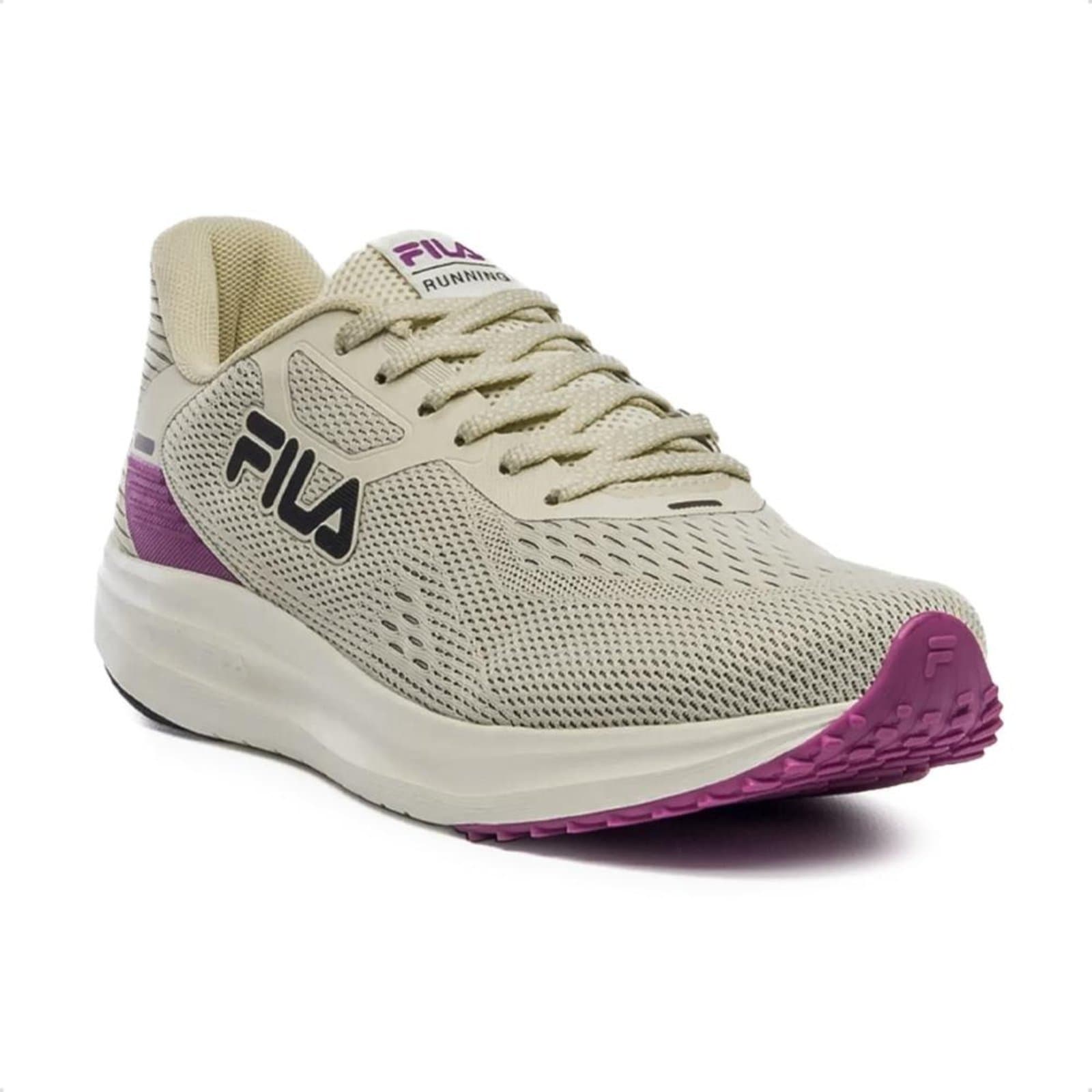 Tenis Fila Feminino Fastness Corrida Bege com Sola Branca