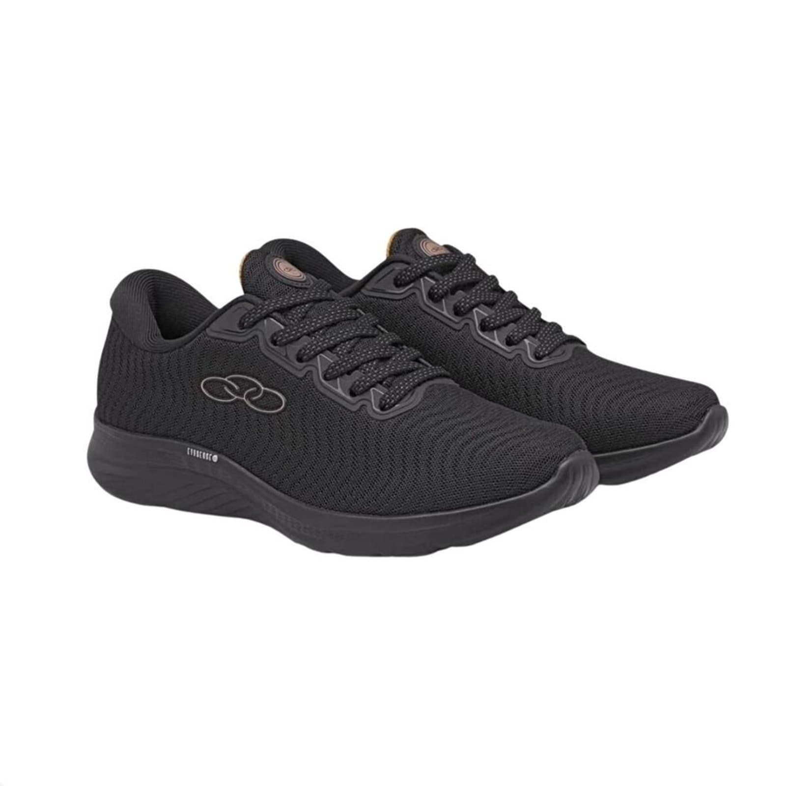Tênis de corrida feminino Olympikus Atmos Preto com design em mesh