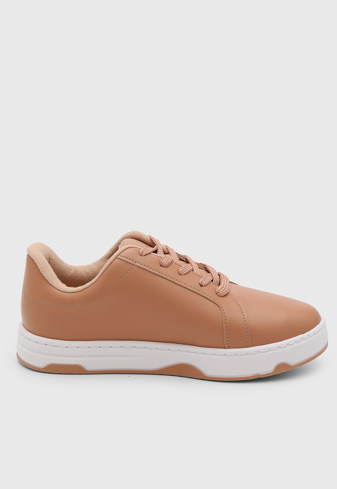 Tênis Feminino Moleca Casual Nude com Sola Branca