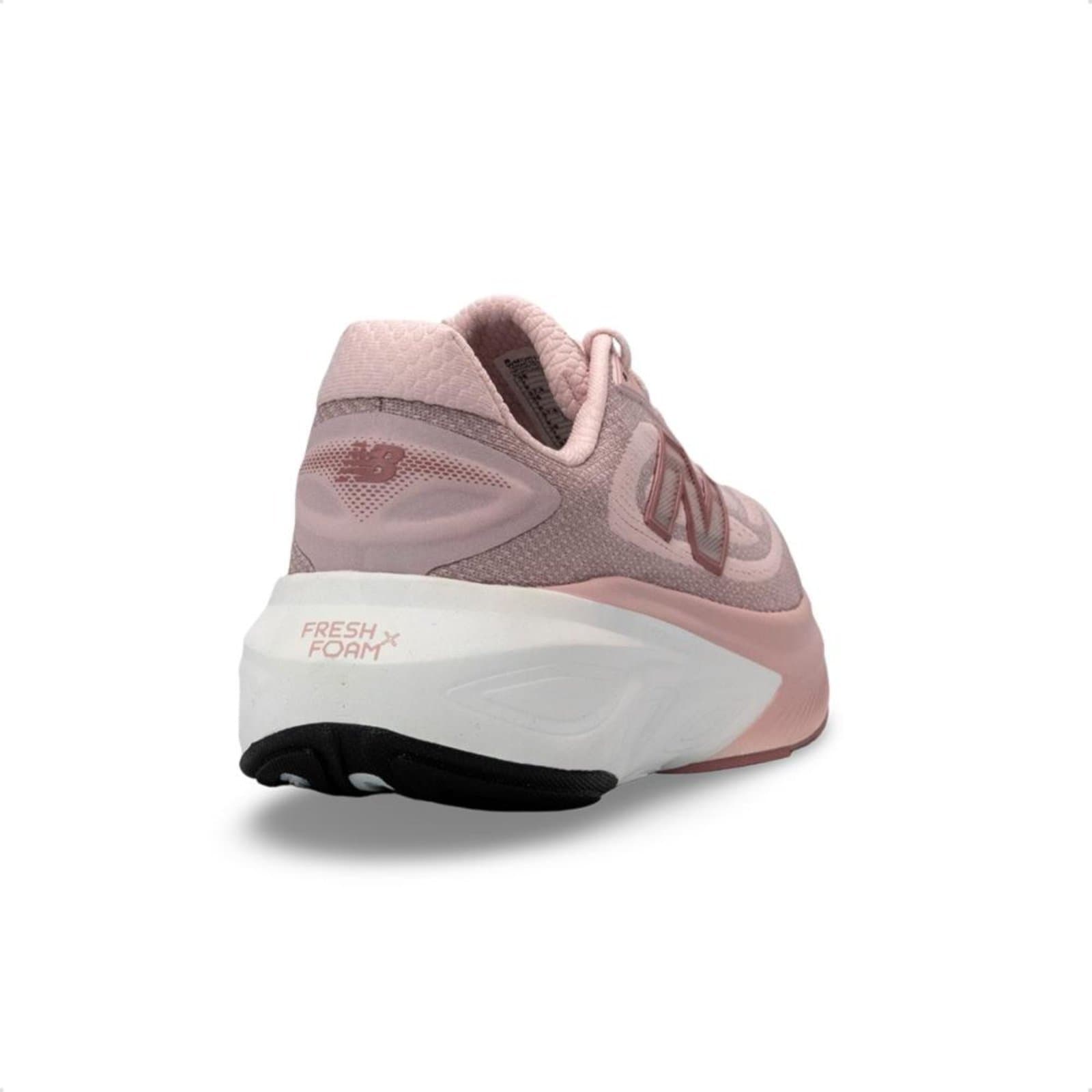 Tênis New Balance Fresh Foam X More V6 rosa e branco, com sola Fresh Foam e design moderno.
