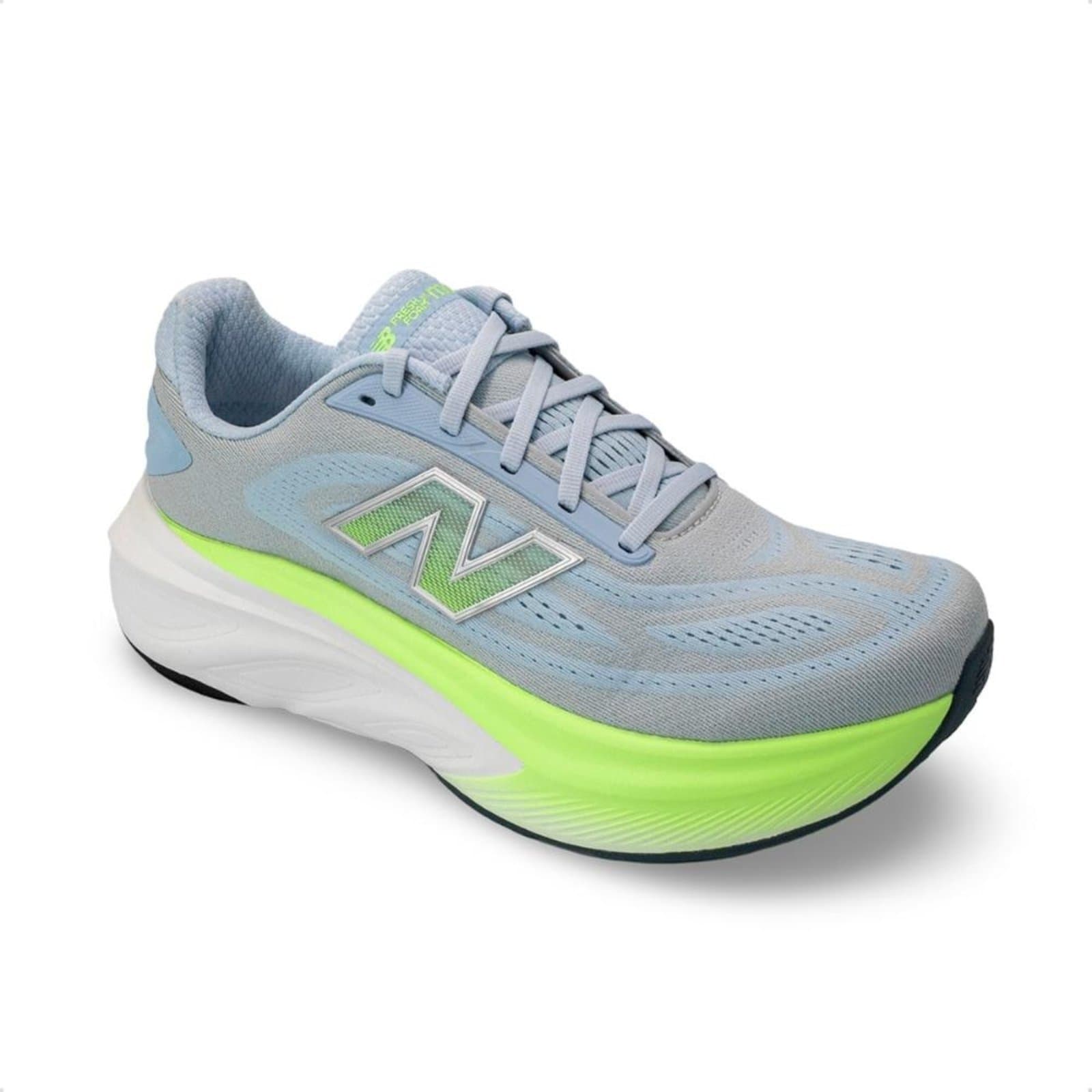 Tênis New Balance Fresh Foam X More V6 feminino para corrida, cor azul e verde