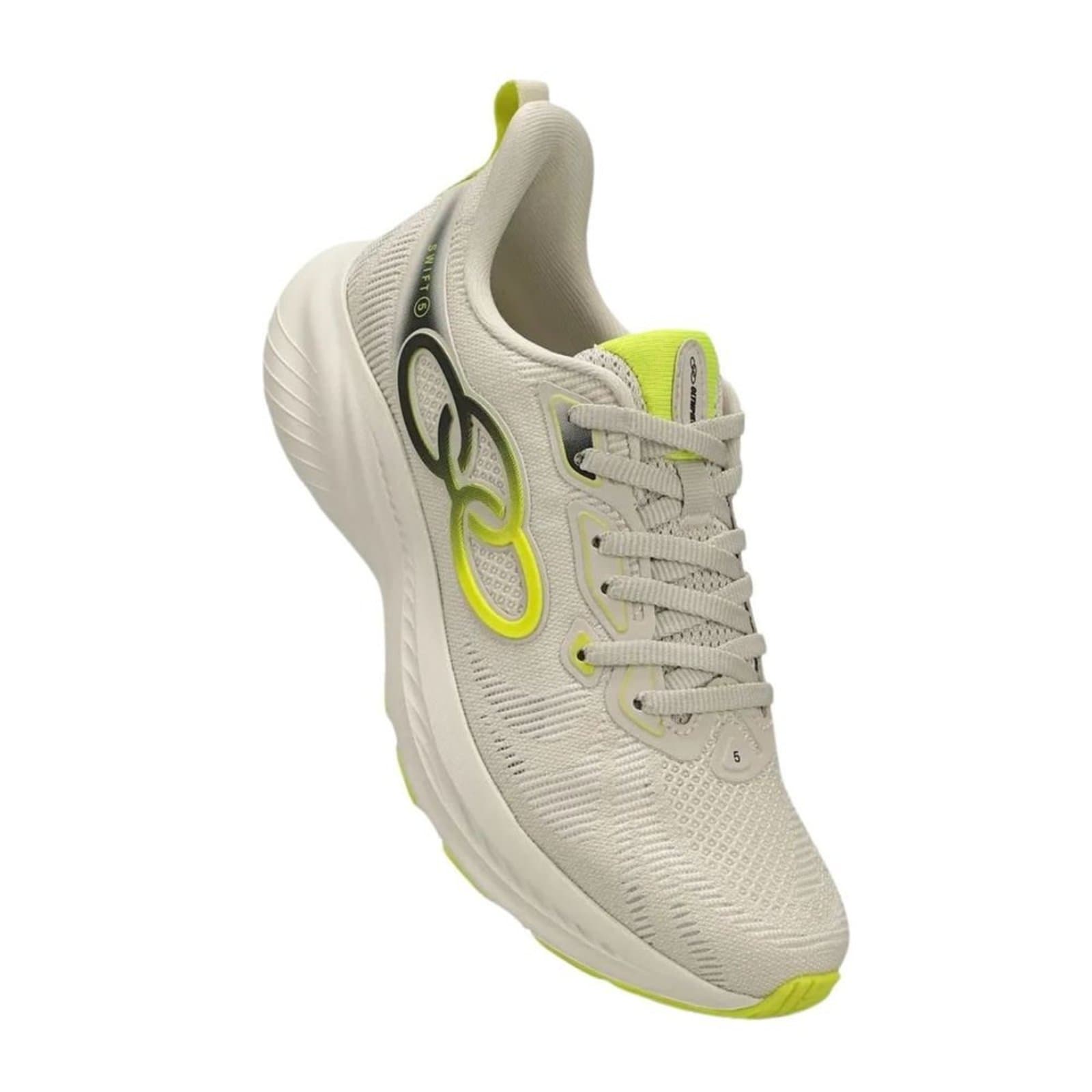 Tênis Corrida Feminino Olympikus Swift 5 Bege com detalhes verdes