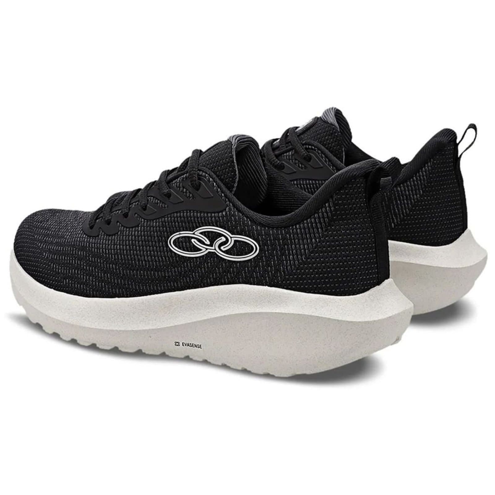 Tênis de corrida Olympikus Acqua preto jacquard EVASENSE feminino, vista frontal