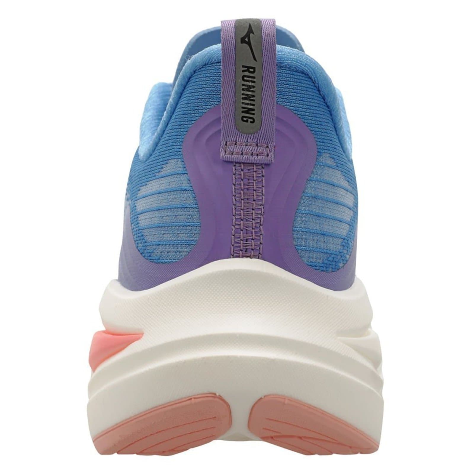 Tênis Mizuno Neo Aura feminino azul e roxo com sola branca e rosa.