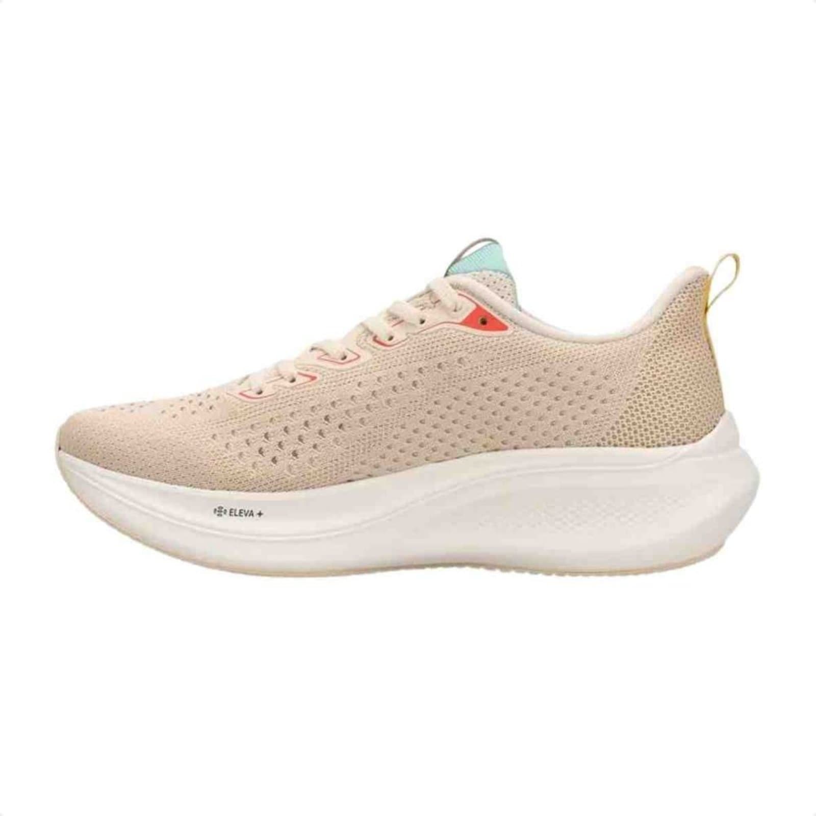 Tênis Olympikus Voa 3 feminino para corrida, cor bege, estilo moderno e respirável.