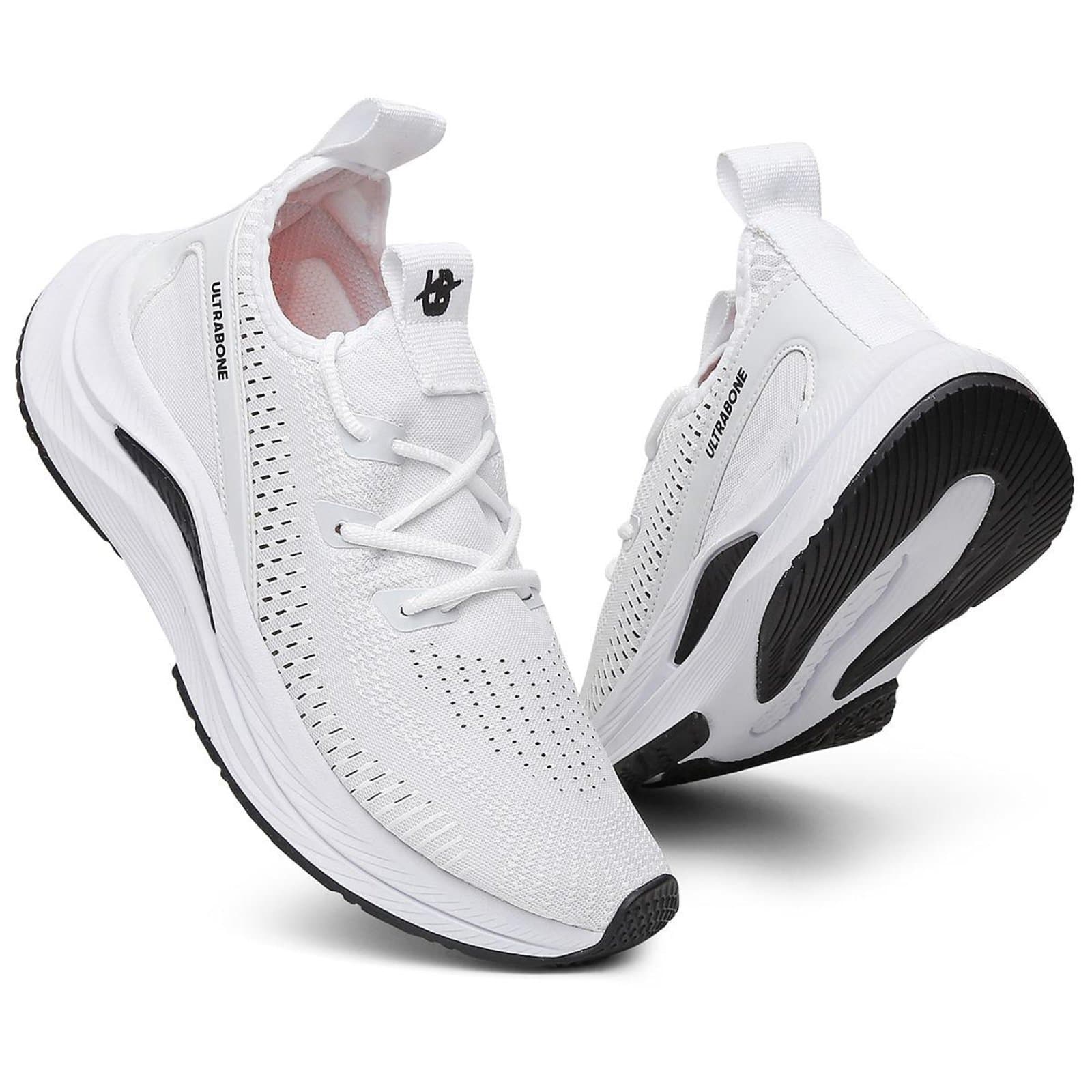 Par de tênis Ultrabone branco para corrida e caminhada feminino