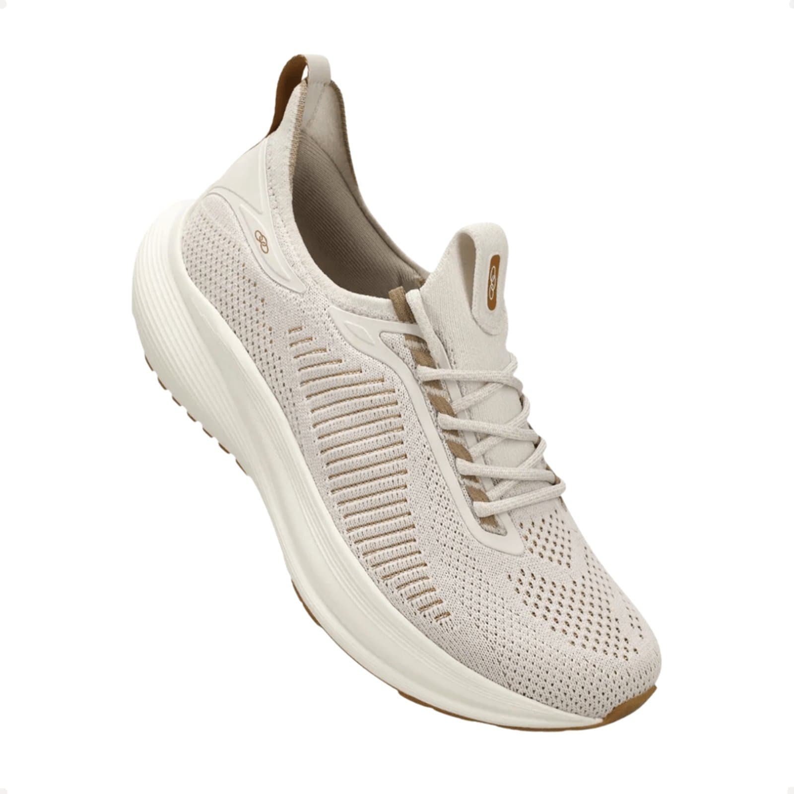 Tênis Corrida Feminino Olympikus Adrena 2 Bege, design minimalista, respirável, sola grossa, cor bege.