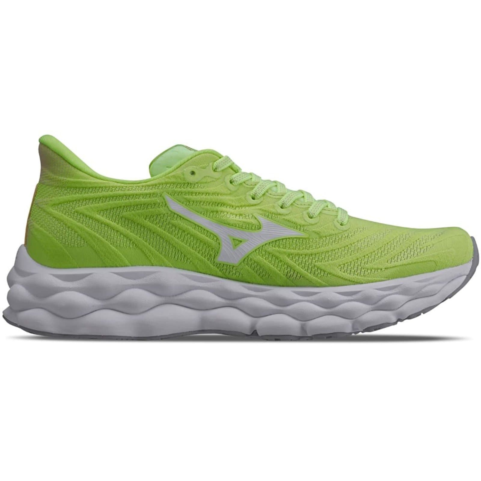 Tênis Mizuno Wave Sky 8 verde e branco para corrida feminino